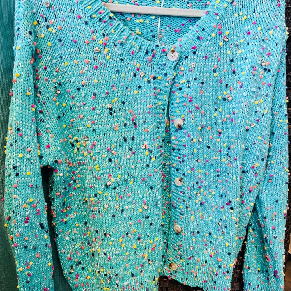 NWT Colorful Knit Women's Sweater With Rhinestone Sparkles
